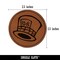 Mad Hatter Hat from Alice in Wonderland Round Iron-On Engraved Faux Leather Patch Applique - 2.5"